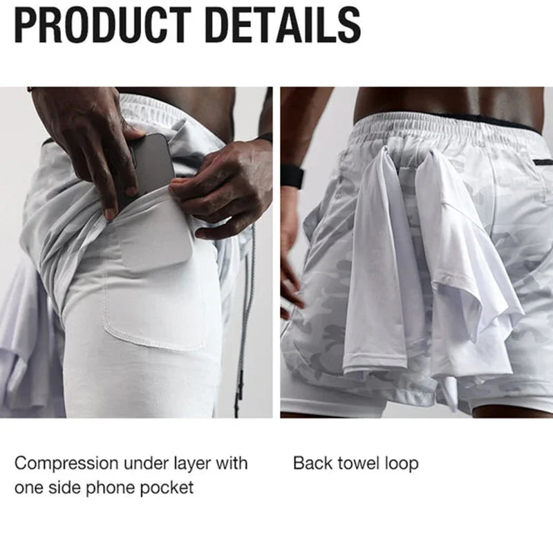 Men's 2-in-1 Running Shorts (Zip Pocket)