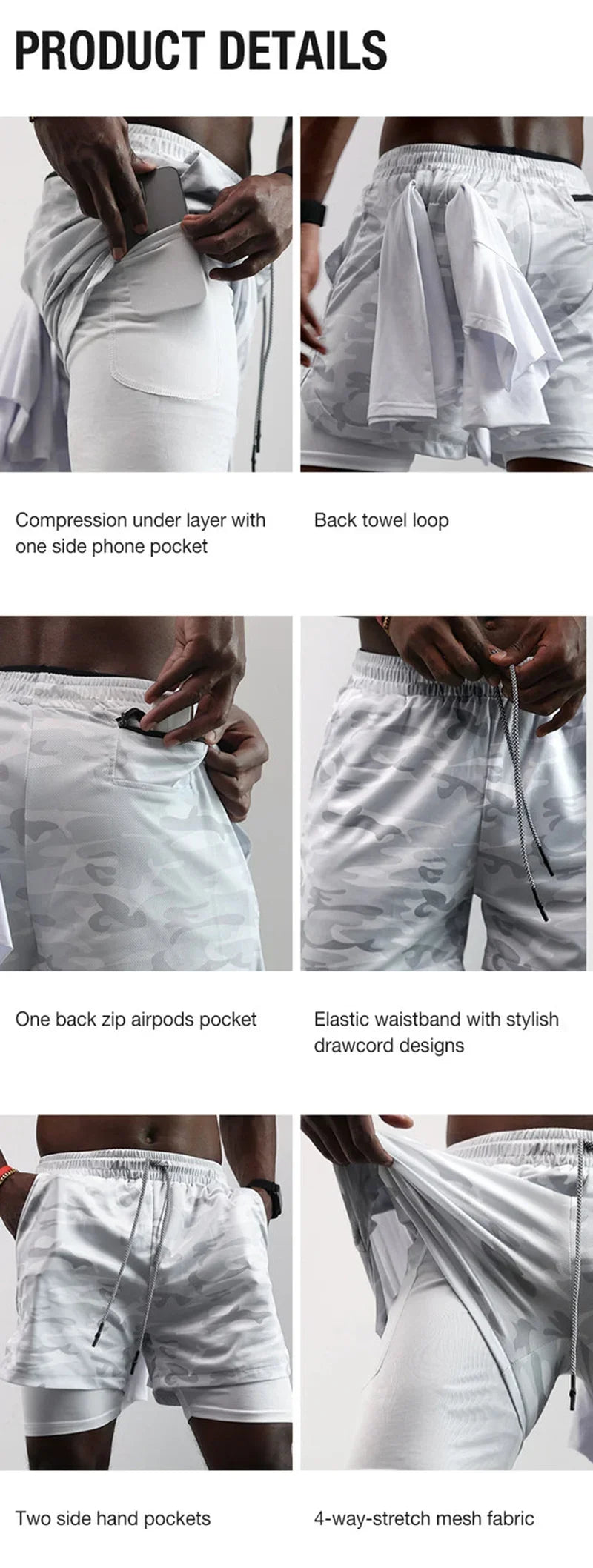 Men's 2-in-1 Running Shorts (Zip Pocket)